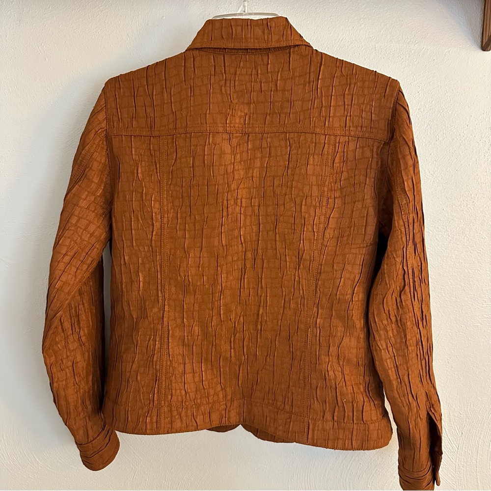 Ruby Rd. Button Down Crinkle Jacket Color Rust / Burnt Orange Size 8 - Picture 2 of 7